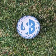 Scott Bonnar Model 45 Clutch Handle Knob | Blue & White | Vintage Mower Decals