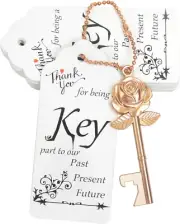 100 Sets Rose Flower Shaped Keys Wedding Favors Gift for Guest Bulk Skeleton Key