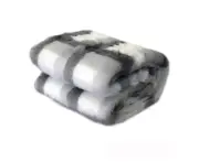 Riley Modern Pattern Faux Fur Throw Rug 127 x 152 cm Grey Gingham