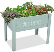 WONDER GARDEN Raised Garden Bed-Planters for Outdoor Plants - Wood Planter Boxes Outdoor for Kids with Legs and DIY Chalkboard for Vegetables Flower Herb