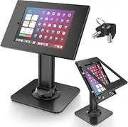 AboveTEK Anti-Theft iPad Kiosk Stand - POS Security & Locking Tablet Stand - Heavy Duty Base, 360° Swivel, 75° Tilt Bracket - for iPad/Air/Pro (Black)