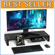 Foldable USB Monitor Stand with Storage Drawer and Adjustable Width Options