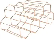 HEALEEP Bottle Metal Wine Rack Double Layer Freestanding Storage Stand for Kitchen Bar Rose Gold Geometric Design Wine Display for Home Parties