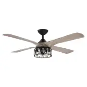 matrix decor Ceiling Fan 6-Speed Reversible Rotation W/ Light+Glass Shade Black