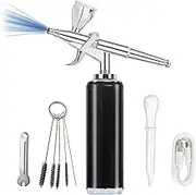High air Flow Airbrush Kit, Wireless Portable Airbrush Compressor, Rechargeable Cordless Airbrush, Mini Air Brush, Handheld Airbrush Gun for Barber, Model Painting, Nail Art, Makeup, Tattoo