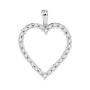 14k White Gold Round Diamond Heart Outline Pendant 1/4 Cttw