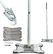 EZ SPARES X-Type Microfiber Hardwood Floor Mop With 3 Replace Pads, Hand Free Washing Flat Mop for Home Kitchen Laminate Wood Ceramic Tiles Floor Cleaning (Green)