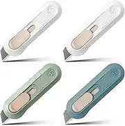 Zalizr 4 Pcs Mini Utility Knife Box Cutters, Cute Retractable Letter Opener, Portable Sharp Razor Knife for Cardboard, Cartons, Office, Home, Crafts, DIY