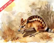 Numbat in Australian Bushland Watercolor 8x10 Print