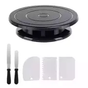 6Pcs Cake Turntable 2 Frosting Straight Angled Spatula 3 Icing Smoother Scraper