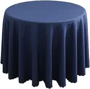FANIVIN Polyester Tablecloths Tablecovers Round Table Cloth Home Hotel Restaurant Wedding Party Multicolour Table Covers Navy Blue Round 160CM