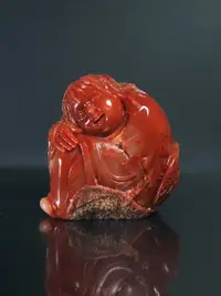 在飛比找Yahoo!奇摩拍賣優惠-擺件～蠟燭紅芙蓉 童子雕