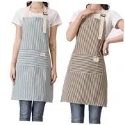 Aprons 2 Pack Adjustable Bib Aprons with 2 Pockets Cotton Linen Cooking Multi