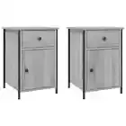 2x Bedside Tables Set Wooden Drawers Storage Side Shelf Cabinets Nightstand Grey