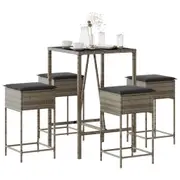Garden Bar Set with Cushions Table and Chairs Dining Set Poly Rattan vidaXL