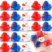 50 Pcs Patriotic Rubber Ducks 2'' Blue Red White Mini Ducks in Bulk for USA M...