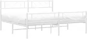 'vidaXL White Metal Bed Frame King Size with Supportive Metal Slats - Classic Timeless Design with Headboard and Footboard