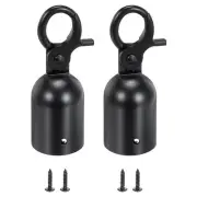 1.1"x3.2" Stanchion Rope End Stopper, 2 Pack Cord End Caps Barrier Rope, Black