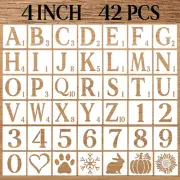 4 Inch Letter and Number Stencils, 42 Pcs Reusable Plastic Templates for Craftin