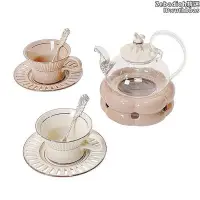 在飛比找Yahoo!奇摩拍賣優惠-玻璃花茶壺蠟燭加熱輕奢英式下午茶茶杯茶具可煮水果茶壺套組