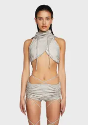 [DARKER WAVS] Replay Hooded Crop Top - Ecru