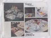 VOGUE Sewing Pattern 2803, uncut, placemats, napkins, napkin rings