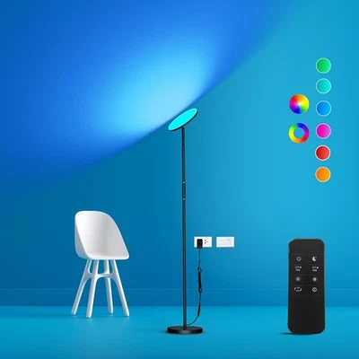 Modern LED Standing Floor Lamp with Remote & Touch Control, 3600LM 36W RGB Mu...