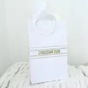 Dior Texture Pebble Paper Shopping Gift Bag White/Gold 9.75”x15”x5.5”