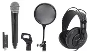 SAMSON Wireless USB Podcast Podcasting Microphone+Mic Clip+Headphones+Pop Filter