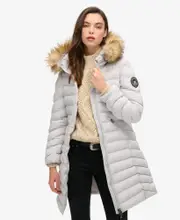 Fuji Faux Fur Hood Mid Length | Moonlight Grey