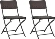 Folding Garden Chairs Garden Outdoor Furniture for Backyard Deck 2 pcs HDPE and Steel Brown