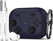 [R-fun] AirPods Pro 2nd/1st Generation Case Cover with Cleaner Kit, Classic Handheld Game Console Design Case Soft Skin Silicone Protective for Apple AirPods Pro Case 2023/2022/2019 - Purple