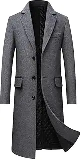 [HEYDHSDC] Mens Woolen Jackets Overcoat Trench Men X-Long Thick Coat Over The Knee Trench Coat