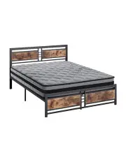 [Traderight] Metal Bed Frame Mattress Base Set Wood King Double Queen Pocket Spring HD Foam Q in Grey