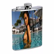 Fiji Pin Up Girls D6 Flask 8oz Stainless Steel Hip Drinking Whiskey