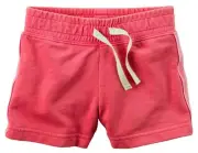 Carter's Girls Sparkle Side Stripe Neon Peach French Terry Shorts (18M)