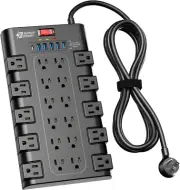 Power Strip, Surge Protector with 22 AC Outlets and 6 USB Charging Ports, 1875W