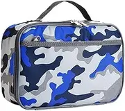 Insulated Lunch Box Bag Picnic Zipper Organizer Lunch Tote Bag for Adults Kids (Blue Camo)