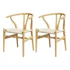 Artiss 2x Dining Chairs Wishbone Chairs Hans Wegner Replica Cafe Lounge Seat