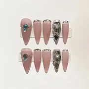Handmade Stiletto Press-On Manicure Full Cover Japanese Decorative Manicure Wearable Manicure