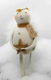 New Primitive Christmas SPRINKLES SNOWMAN ANGEL FIGURE Shelf Sitter 9"