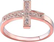 [Bigood] Rosy Gold-Plated Sterling Silver 925 Sterling Silver Cross Women Rings