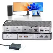 KVM Switch for Laptop & Desktop - KVM Switch Dual Monitor w. 4K@60Hz 15W Charge