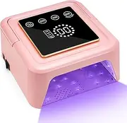 Madenia Rechargeable UV Nail Lamp: 108W Professional UV LED Nail Lamp for Gel Nails Polish - Cordless Nail Dryer Curing Lamp with 4 Timers Auto Sensor and LCD Display for Home & Nail Salon Use, Pink