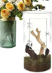 Jumping Spider Enclosure - Acrylic Ventilated Reptile Terrarium,Ventilated Waterproof Habitat with Front Opening Door for Tarantulas, Mantis, Hermit Crabs & Small Pets