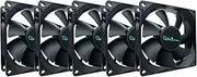 APEVIA AF58S-BK 80mm 4pin Silent Black Case Fan - Connect to Power Supply (5-pk)