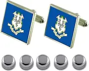 [Select Gifts] Shirt Dress Studs Connecticut Flag Cufflinks
