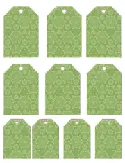 Ten Green background HANG TAGS Ephemera Vintage Style - Junk Journal Scrapbooks
