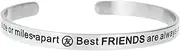[Qina C] 316L Stainless Steel Best Friends Connected By Heart Adjustable Cuff Bracelet Wristband Bangle