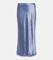 [Vince] Vince Fringed satin midi skirt AU 8 blue